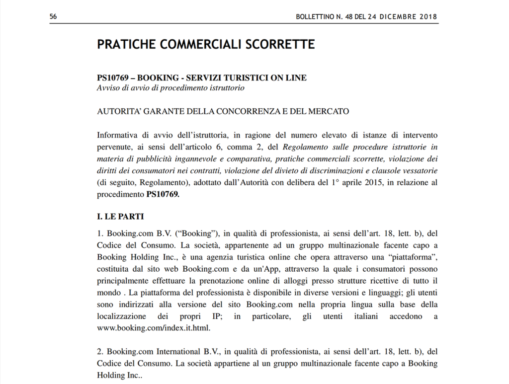 L’AGCM indaga su Booking. Vediamo perchè e cosa si può fare-Armando De Lucia- Legale Informatico -